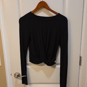 Vuori Black Long-Sleeve Twist Hem Top